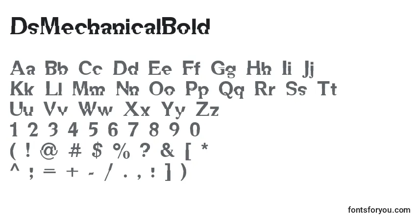 Шрифт DsMechanicalBold – алфавит, цифры, специальные символы