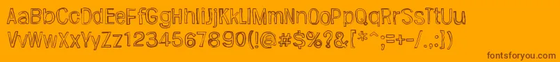 Więcej informacji o czcionce Jugglingoose Czcionka Jugglingoose – brązowe czcionki na pomarańczowym tle