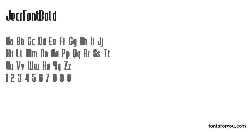 A fonte JecrFontBold – alfabeto, números, caracteres especiais