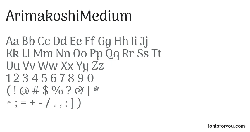 A fonte ArimakoshiMedium – alfabeto, números, caracteres especiais