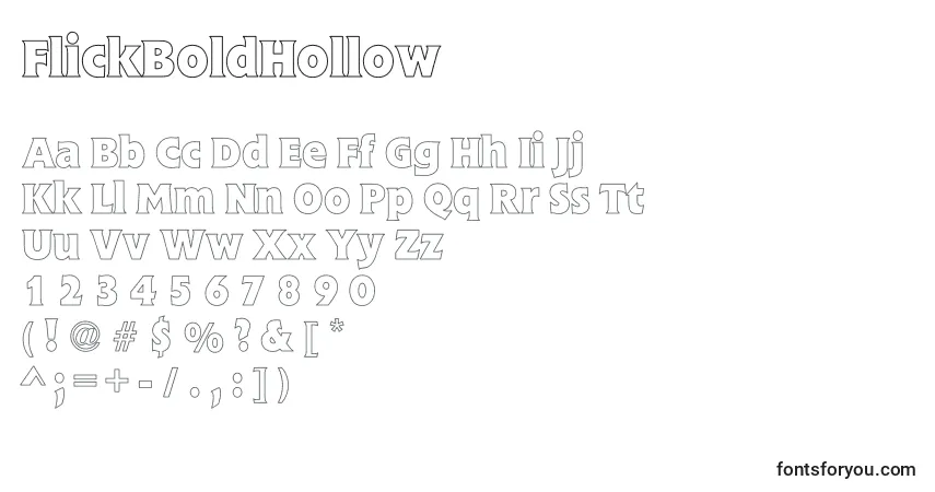 A fonte FlickBoldHollow – alfabeto, números, caracteres especiais