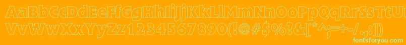 FlickBoldHollow-Schriftart – Grüne Schriften auf orangefarbenem Hintergrund