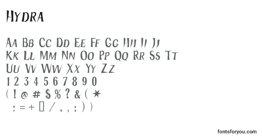 Schriftart Hydra – Alphabet, Zahlen, spezielle Symbole