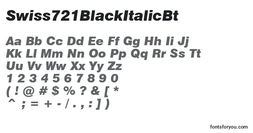 Шрифт Swiss721BlackItalicBt – алфавит, цифры, специальные символы