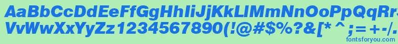 Swiss721BlackItalicBt Font – Blue Fonts on Green Background