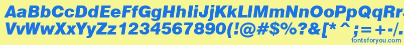 Swiss721BlackItalicBt Font – Blue Fonts on Yellow Background
