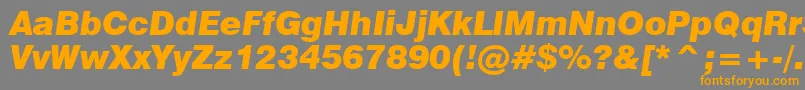 Weitere Informationen zur Swiss721BlackItalicBt-Schriftart Swiss721BlackItalicBt-Schriftart – Orangefarbene Schriften auf grauem Hintergrund