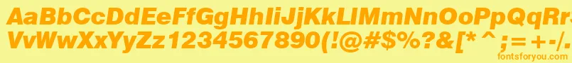 Swiss721BlackItalicBt Font – Orange Fonts on Yellow Background