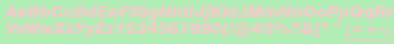 Fonte Swiss721BlackItalicBt – fontes rosa em um fundo verde