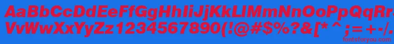 Swiss721BlackItalicBt Font – Red Fonts on Blue Background