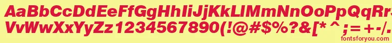 Swiss721BlackItalicBt Font – Red Fonts on Yellow Background