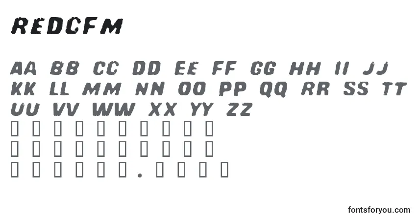 Schriftart Redcfm – Alphabet, Zahlen, spezielle Symbole