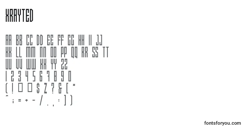 Schriftart Xrayted – Alphabet, Zahlen, spezielle Symbole