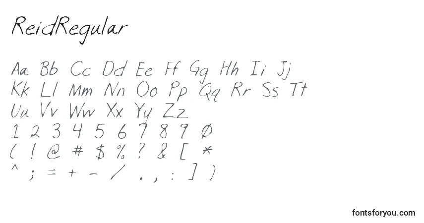 Czcionka ReidRegular – alfabet, cyfry, specjalne znaki