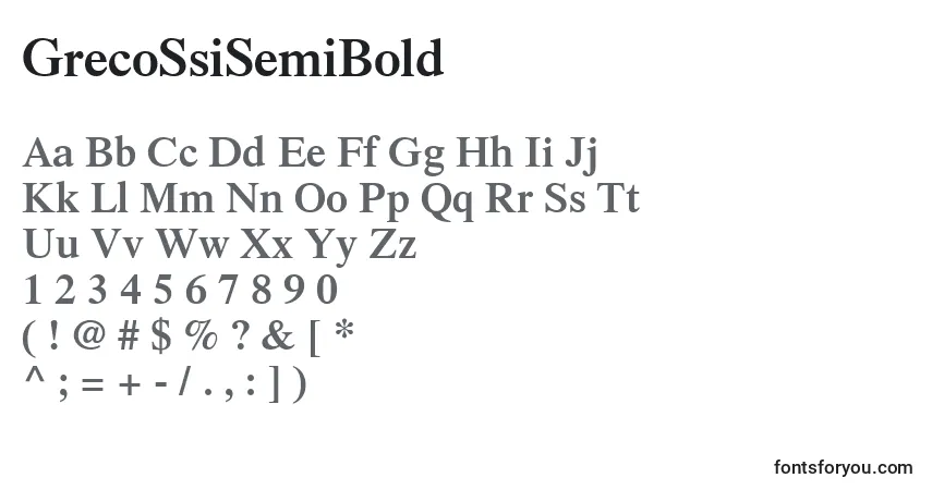 Шрифт GrecoSsiSemiBold – алфавит, цифры, специальные символы
