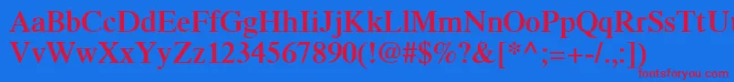 GrecoSsiSemiBold-Schriftart – Rote Schriften auf blauem Hintergrund
