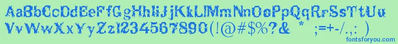 Breakable Font – Blue Fonts on Green Background