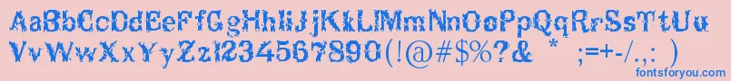 フォントBreakable – ピンクの背景に青い文字