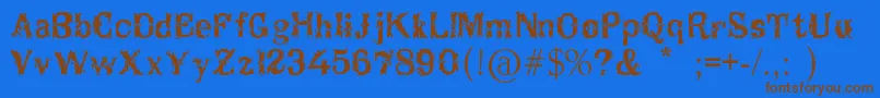 フォントBreakable – 茶色の文字が青い背景にあります。