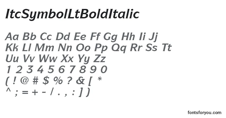A fonte ItcSymbolLtBoldItalic – alfabeto, números, caracteres especiais