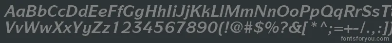 ItcSymbolLtBoldItalic-fontti – harmaat kirjasimet mustalla taustalla