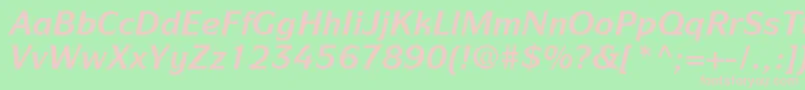 ItcSymbolLtBoldItalic-fontti – vaaleanpunaiset fontit vihreällä taustalla