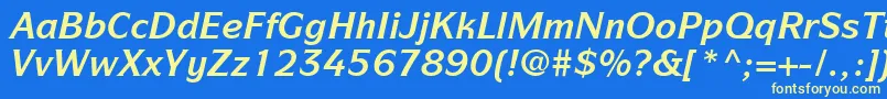 フォントItcSymbolLtBoldItalic – 黄色の文字、青い背景