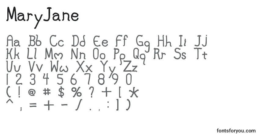 Schriftart MaryJane – Alphabet, Zahlen, spezielle Symbole