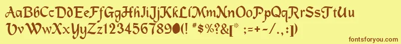 フォントMetermiserRegular – 茶色の文字が黄色の背景にあります。