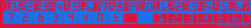 DeconumbersLhOcra Font – Blue Fonts on Red Background