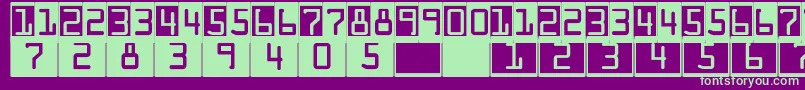 Czcionka DeconumbersLhOcra – zielone czcionki na fioletowym tle