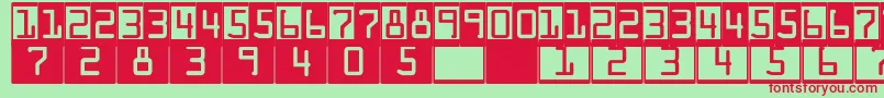 DeconumbersLhOcra-fontti – punaiset fontit vihreällä taustalla