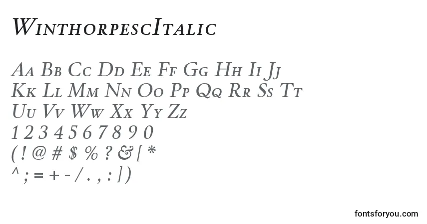 WinthorpescItalicフォント–アルファベット、数字、特殊文字