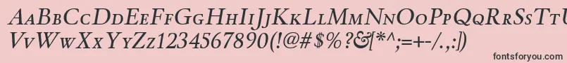 Czcionka WinthorpescItalic – czarne czcionki na różowym tle