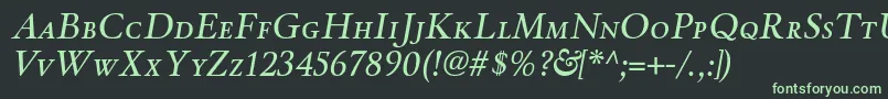 フォントWinthorpescItalic – 黒い背景に緑の文字