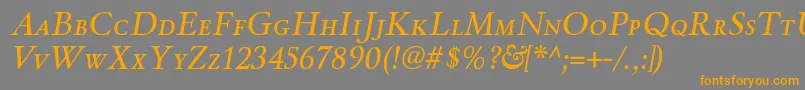 フォントWinthorpescItalic – オレンジの文字は灰色の背景にあります。