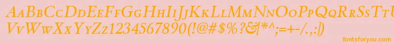 Fonte WinthorpescItalic – fontes laranjas em um fundo rosa