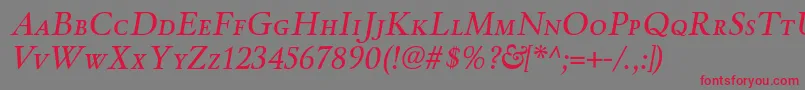 フォントWinthorpescItalic – 赤い文字の灰色の背景