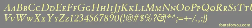 WinthorpescItalic-fontti – keltaiset fontit harmaalla taustalla