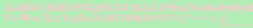 Antiqueno14-fontti – vaaleanpunaiset fontit vihreällä taustalla