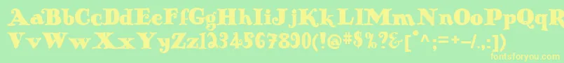 Antiqueno14-fontti – keltaiset fontit vihreällä taustalla