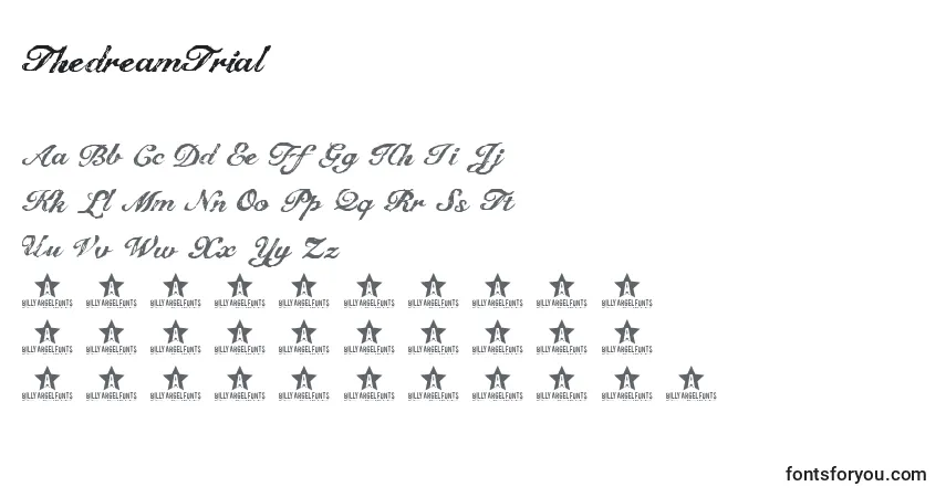 ThedreamTrial-fontti – aakkoset, numerot, erikoismerkit
