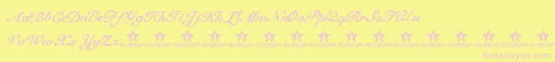 ThedreamTrial-fontti – vaaleanpunaiset fontit keltaisella taustalla