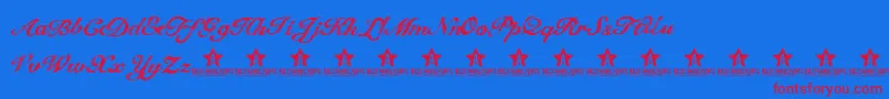 Czcionka ThedreamTrial – czerwone czcionki na niebieskim tle