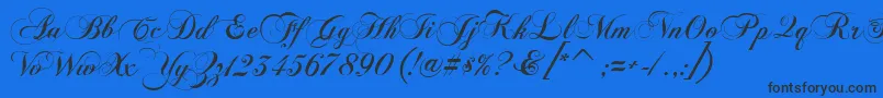 FlaemischeKanzleischrift-Schriftart – Schwarze Schriften auf blauem Hintergrund