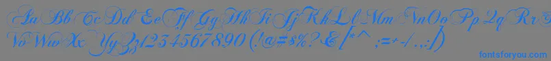 FlaemischeKanzleischrift-Schriftart – Blaue Schriften auf grauem Hintergrund