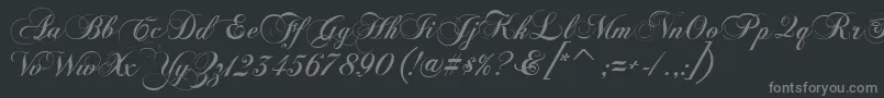 Fonte FlaemischeKanzleischrift – fontes cinzas em um fundo preto