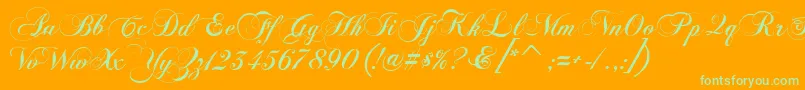 FlaemischeKanzleischrift Font – Green Fonts on Orange Background