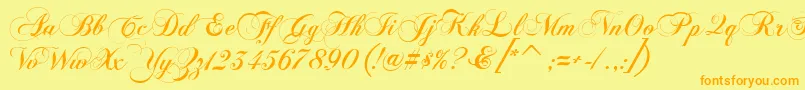 FlaemischeKanzleischrift-Schriftart – Orangefarbene Schriften auf gelbem Hintergrund