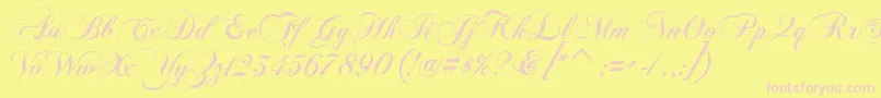 フォントFlaemischeKanzleischrift – ピンクのフォント、黄色の背景